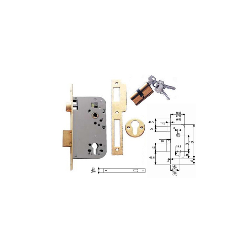 CERRADURA TESA EMBUTIR MADERA 2030 60LP