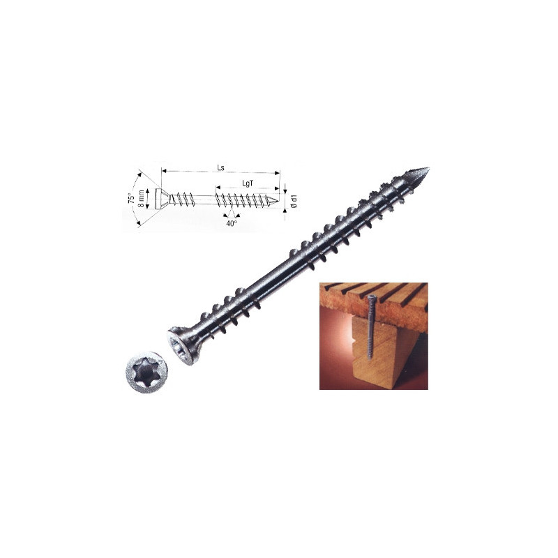 TIRAFONDO TERRAZAS INOX 5 X 70 SPAX CAJA 100U